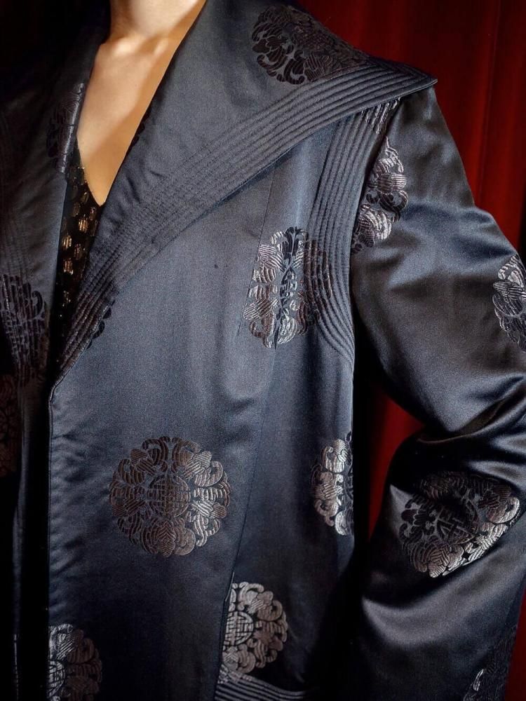 c.1950s China Brocade Black Silk Coat