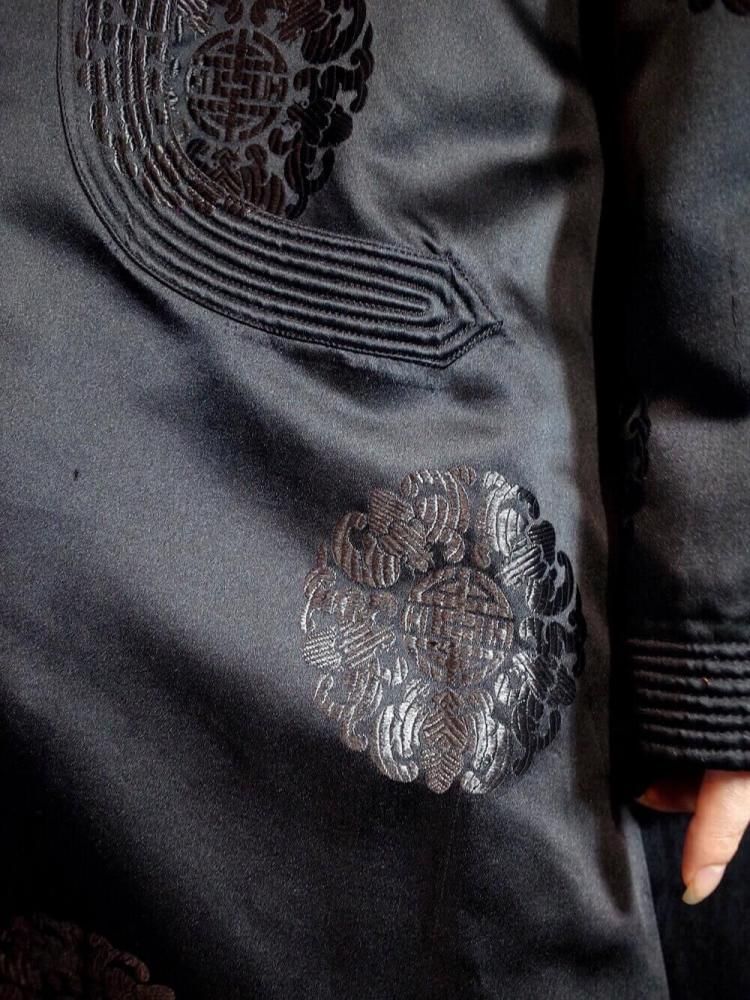 c.1950s China Brocade Black Silk Coat