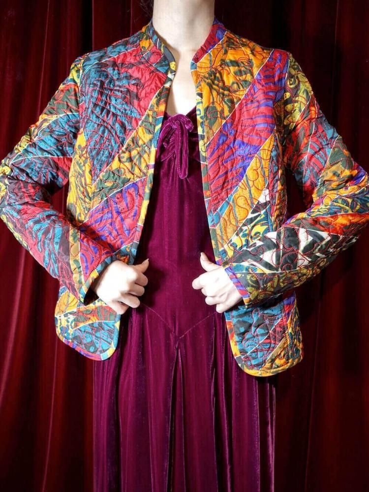 Crazy Pattern Quilting Jacket Reversible