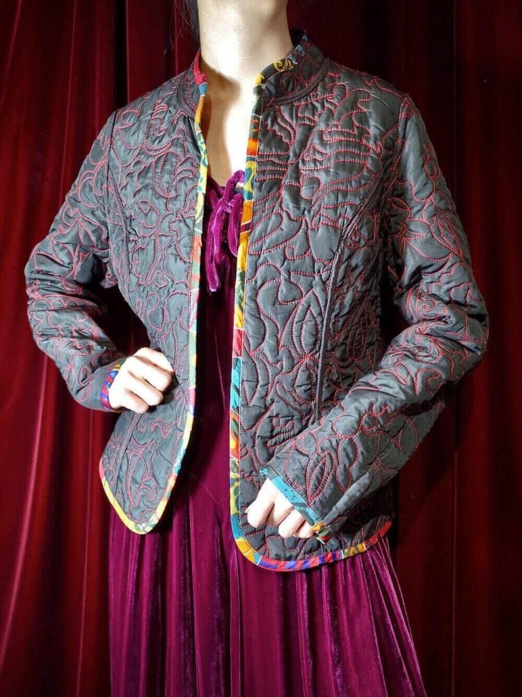 Crazy Pattern Quilting Jacket Reversible