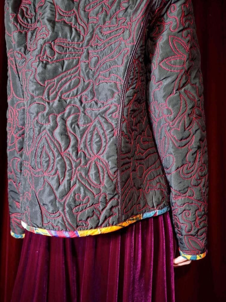 Crazy Pattern Quilting Jacket Reversible