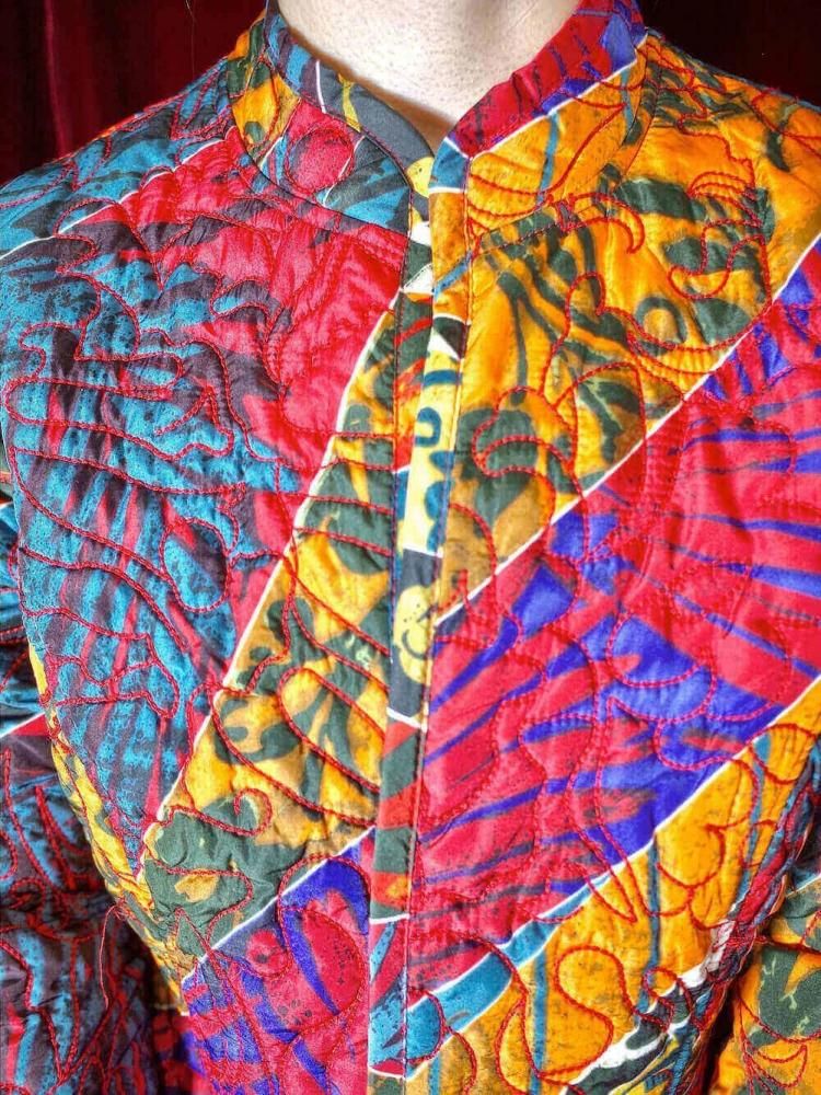 Crazy Pattern Quilting Jacket Reversible