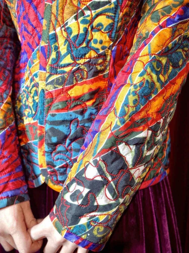 Crazy Pattern Quilting Jacket Reversible