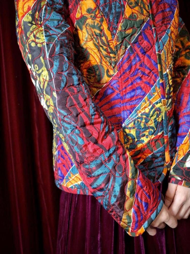 Crazy Pattern Quilting Jacket Reversible
