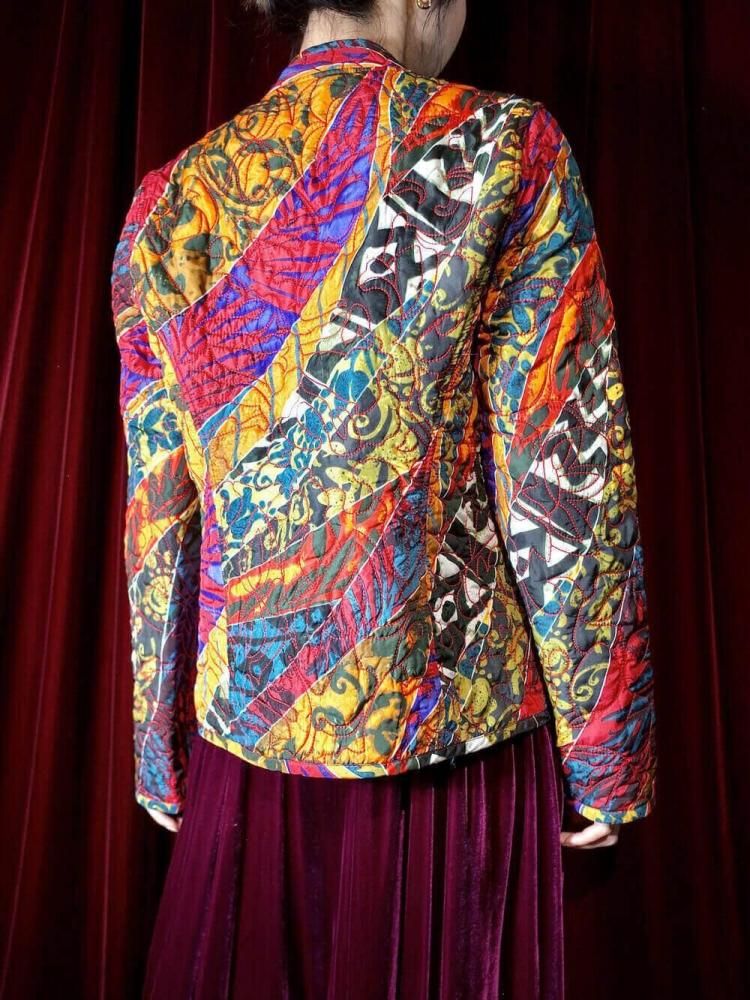 Crazy Pattern Quilting Jacket Reversible