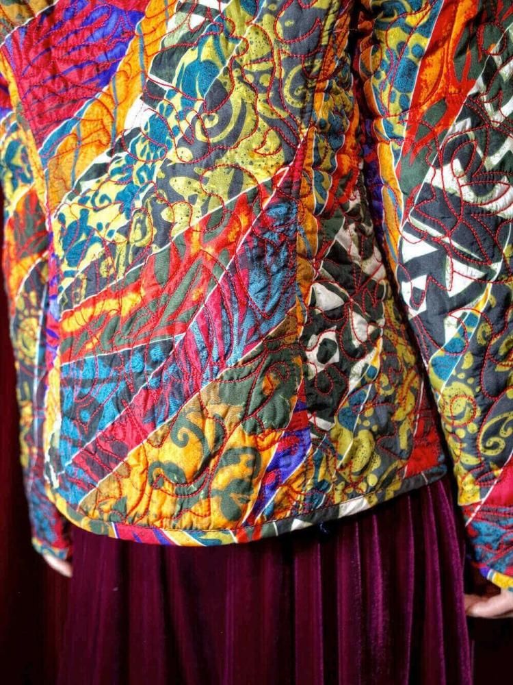 Crazy Pattern Quilting Jacket Reversible