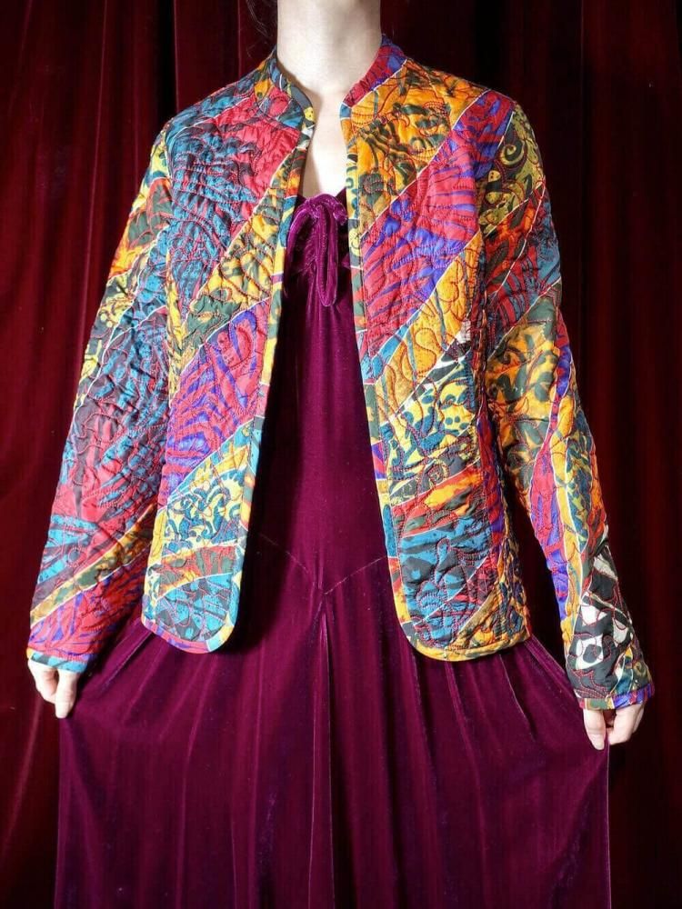 Crazy Pattern Quilting Jacket Reversible