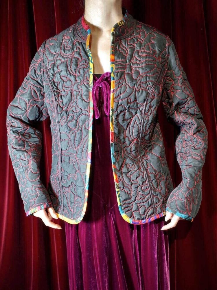 Crazy Pattern Quilting Jacket Reversible