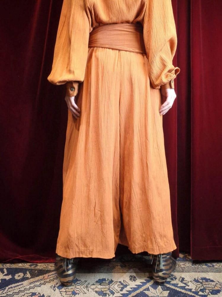 Smokey Orange Rayon Blouse & Wide Pants Set up