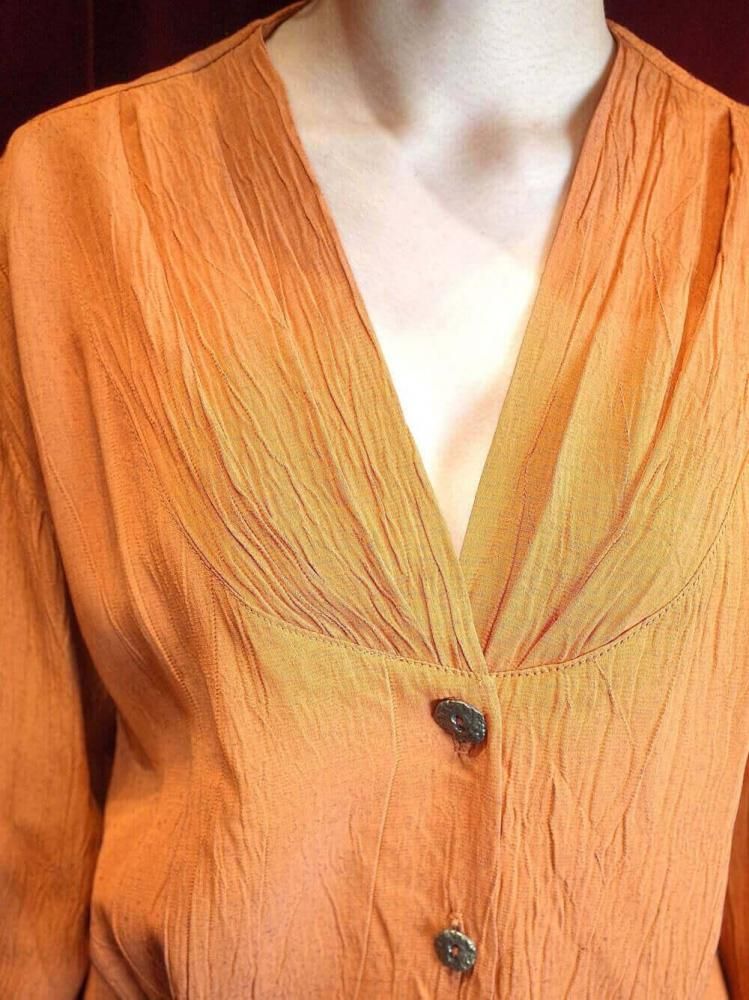 Smokey Orange Rayon Blouse & Wide Pants Set up