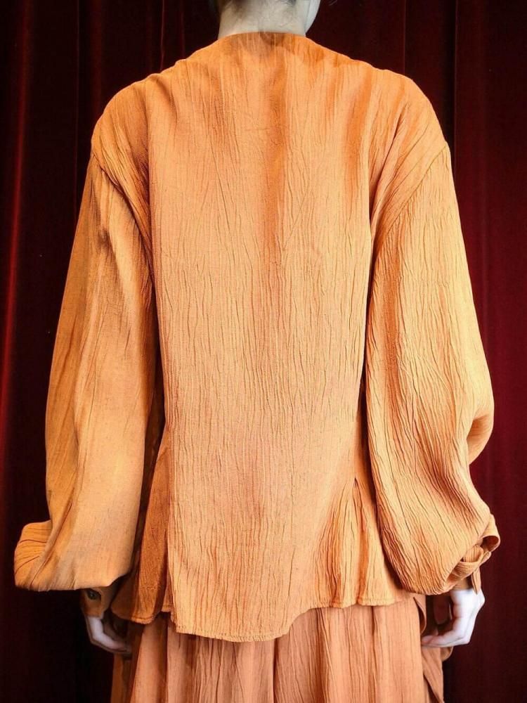 Smokey Orange Rayon Blouse & Wide Pants Set up