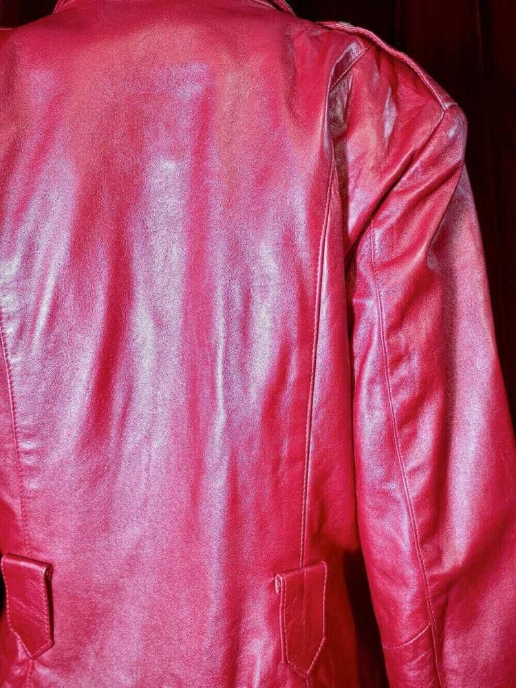 Napoleon Style Red Leather Double Riders Jacket