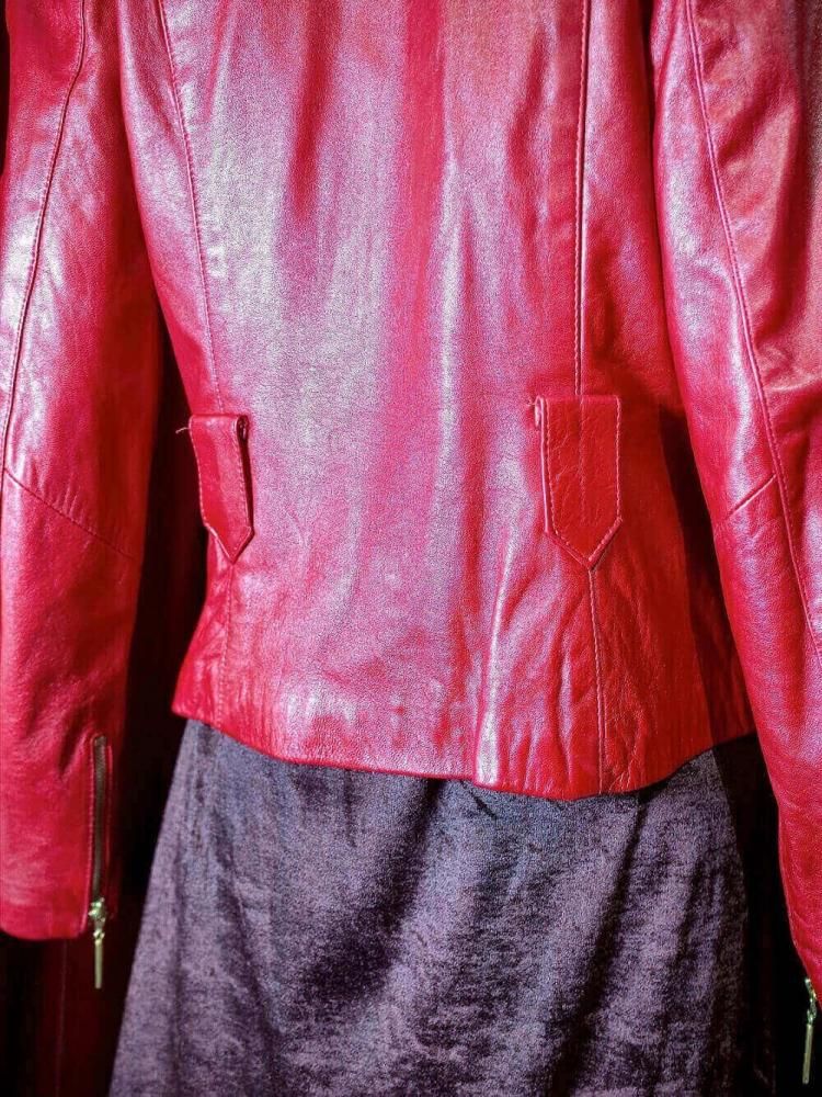 Napoleon Style Red Leather Double Riders Jacket