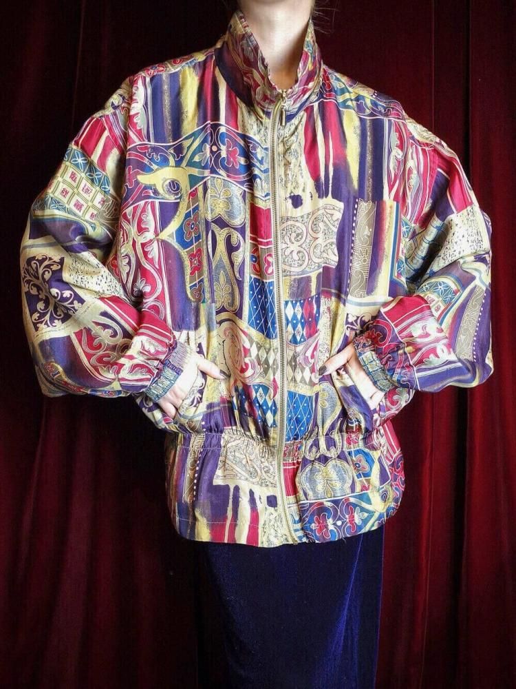 Gradation Arabesque Silk Blouson