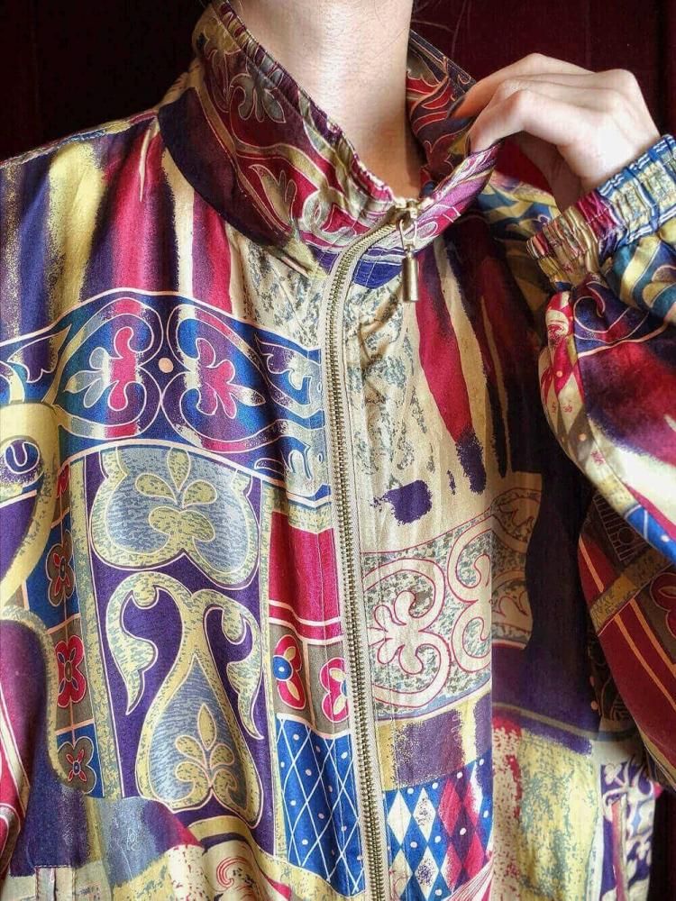 Gradation Arabesque Silk Blouson