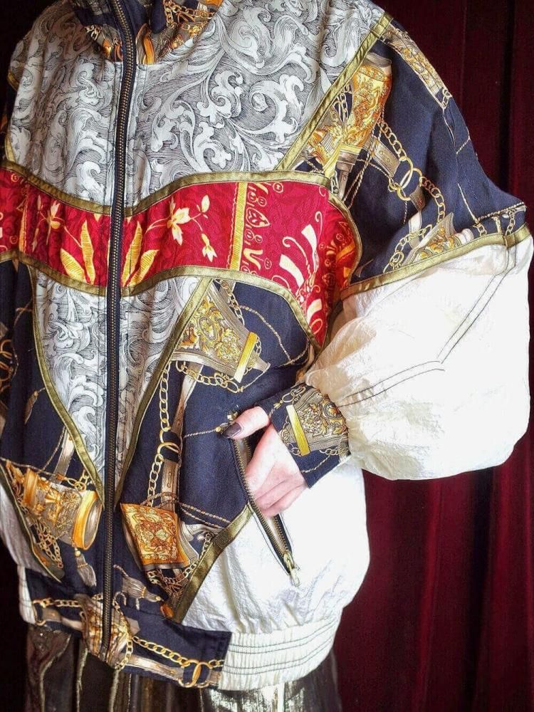 Scarf Arabesque Switch Nylon Blouson