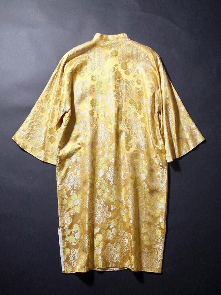 c.1960s Oriental Yellow Jacquard China Gown
