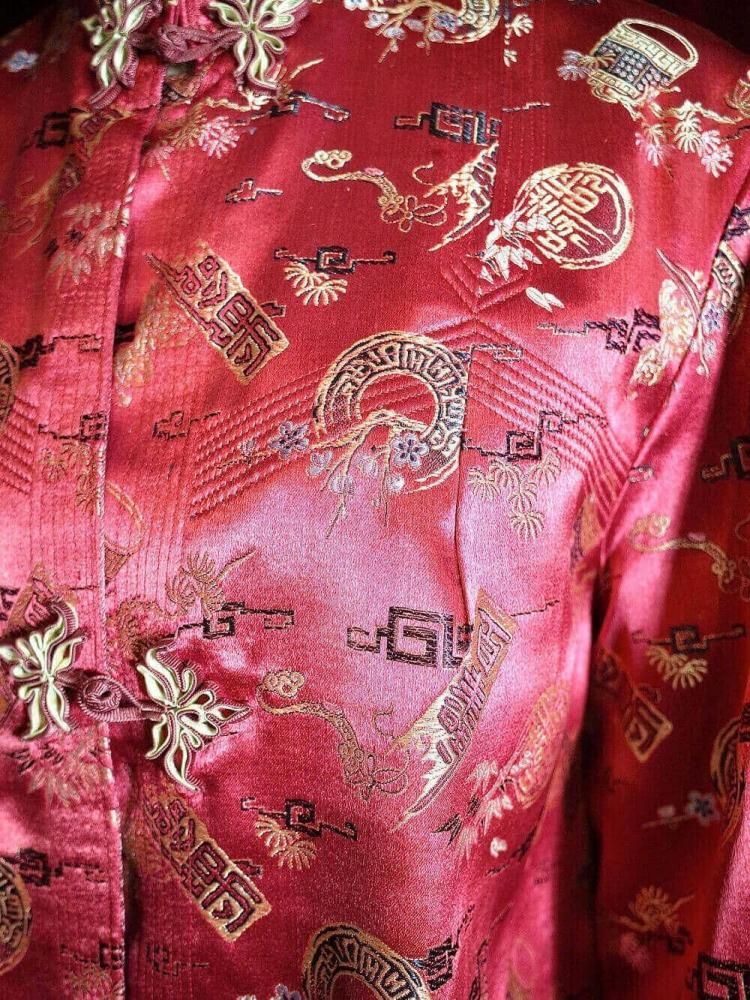 Oriental Red Jacquard Yoke Design China Jacket