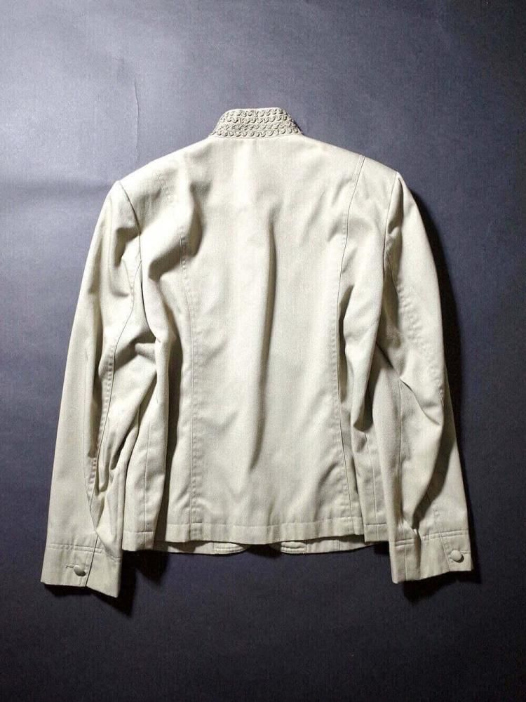 Code Embroidery Mao Collar Jacket