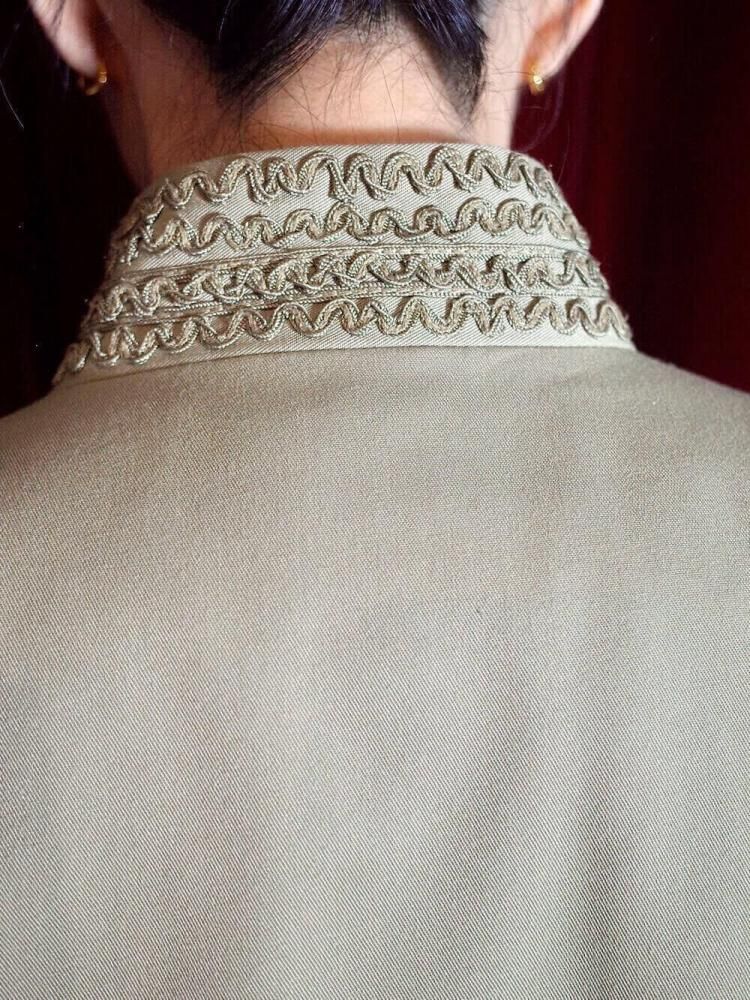 Code Embroidery Mao Collar Jacket