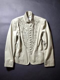 Code Embroidery Mao Collar Jacket