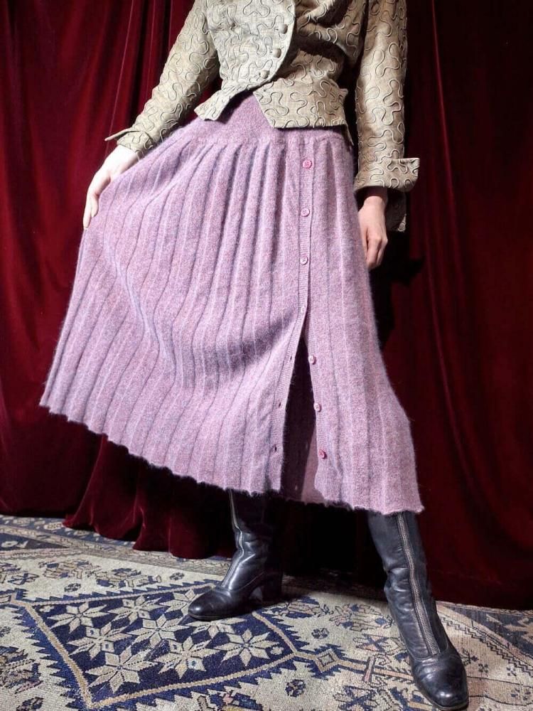 Angora  Wool Marble Color Knit Skirt