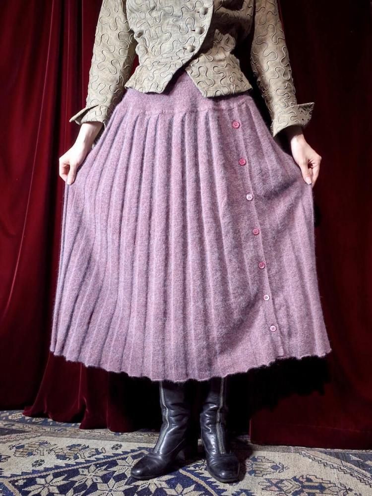 Angora  Wool Marble Color Knit Skirt
