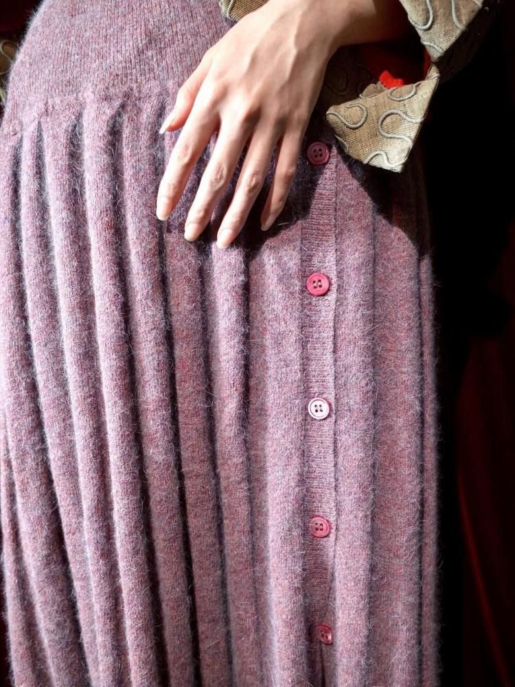 Angora  Wool Marble Color Knit Skirt