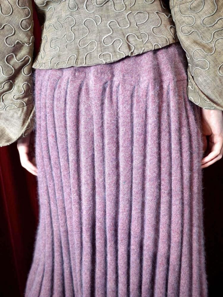 Angora  Wool Marble Color Knit Skirt