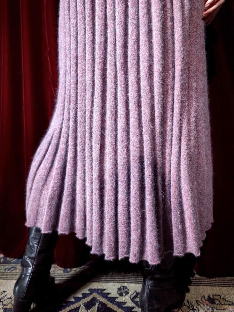 Angora  Wool Marble Color Knit Skirt