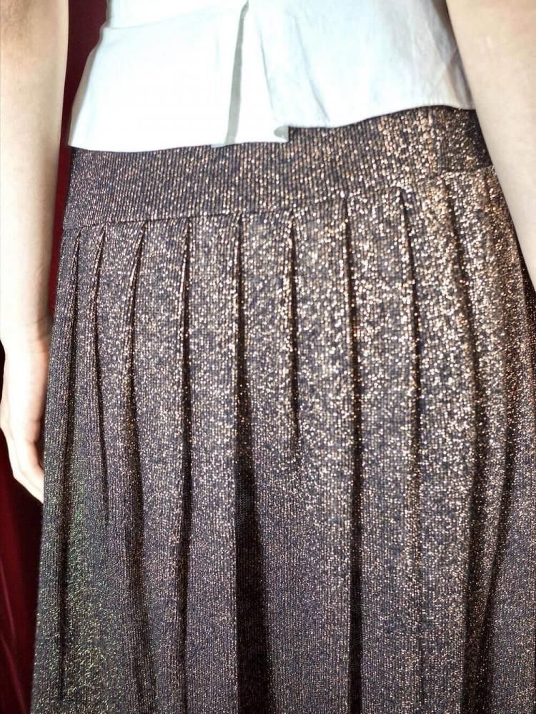 Bronze Gold Glitter Knit Skirt