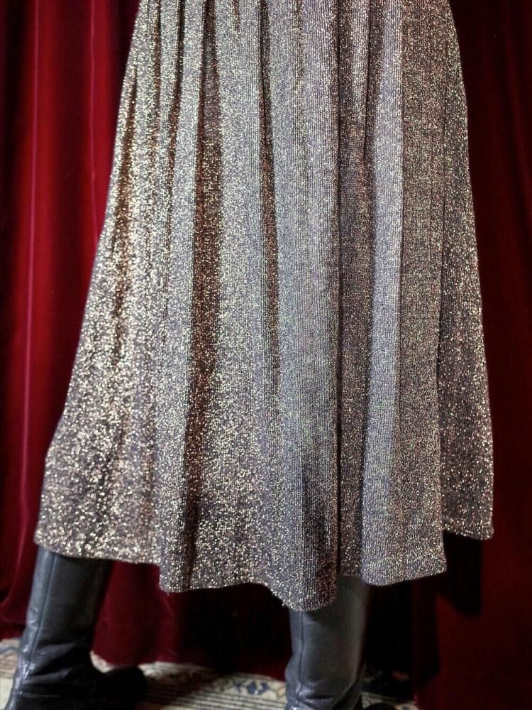 Bronze Gold Glitter Knit Skirt