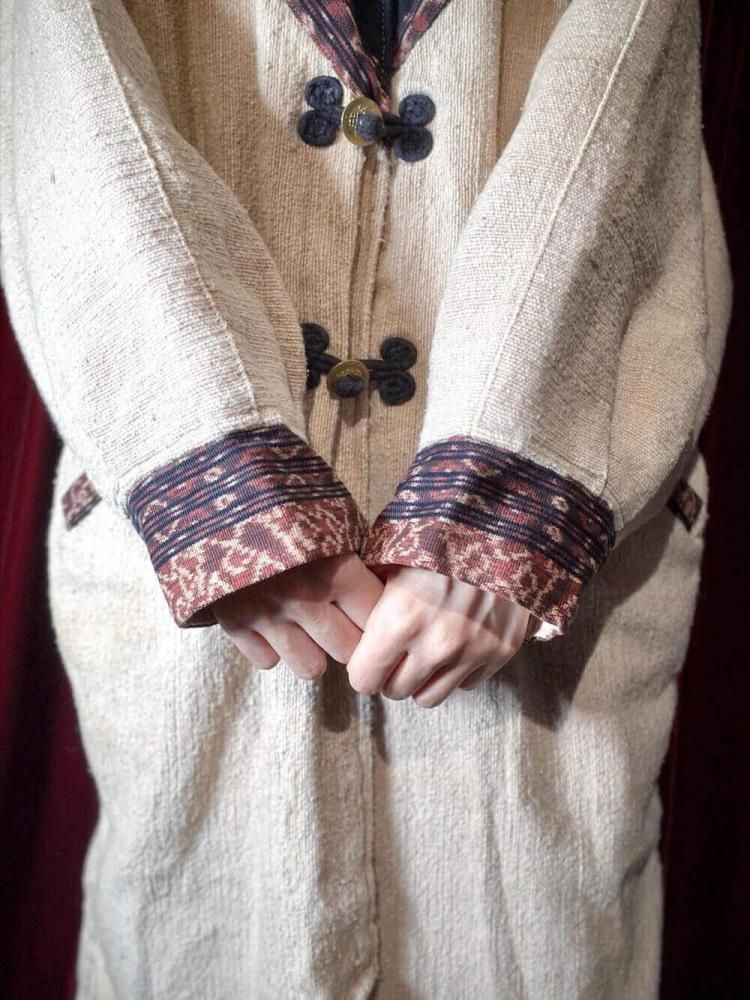 IKAT Handmade Dolman Cocoon Coat / Mao Collar & Coin Buttons