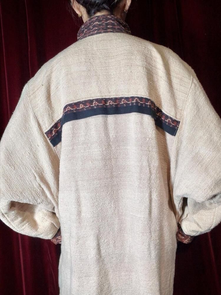 IKAT Handmade Dolman Cocoon Coat / Mao Collar & Coin Buttons