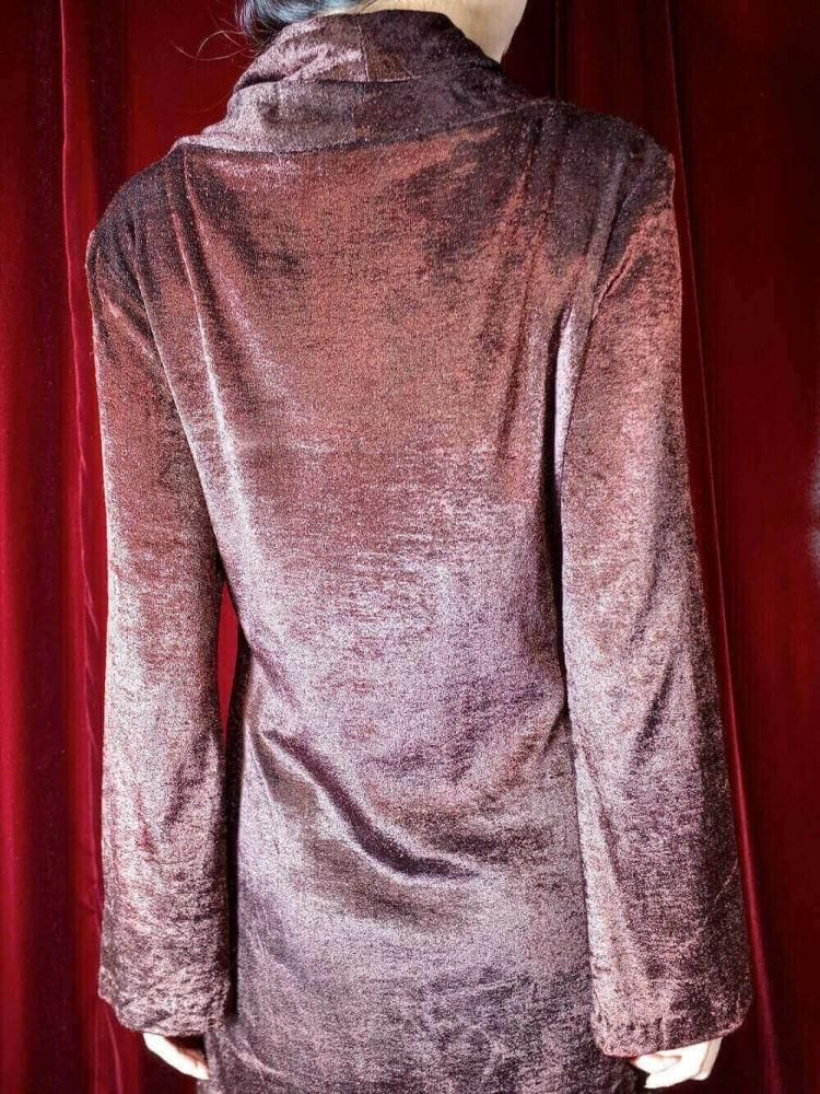 Brown Velvet Off Turtle Neck Dress