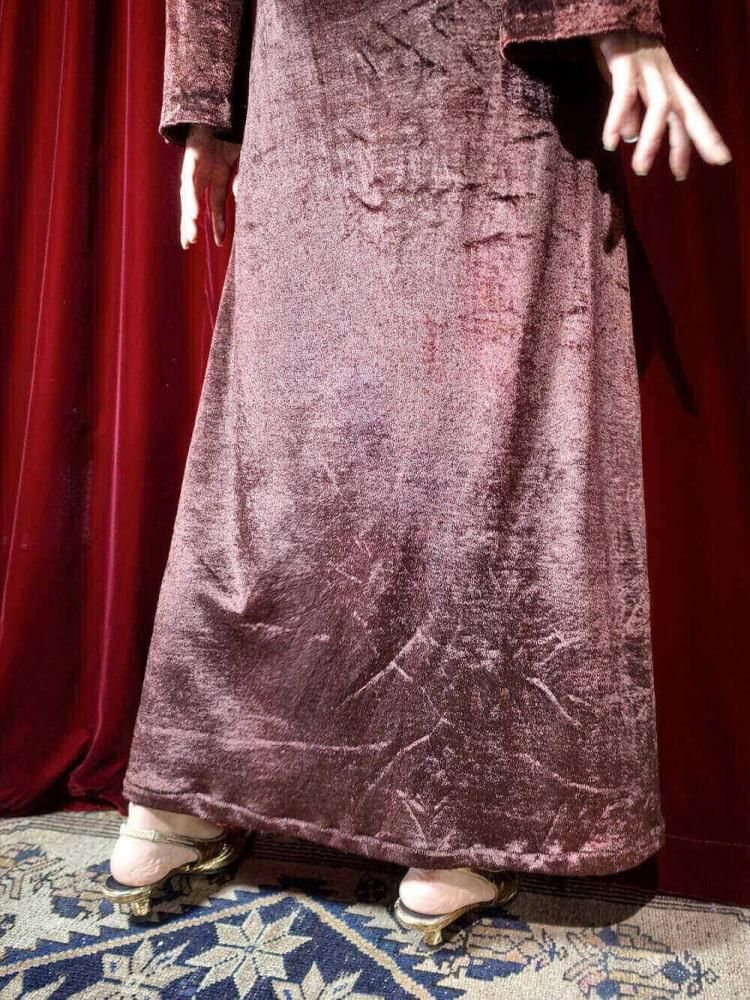Brown Velvet Off Turtle Neck Dress