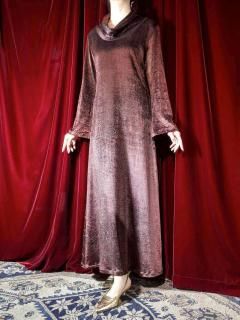 Brown Velvet Off Turtle Neck Dress