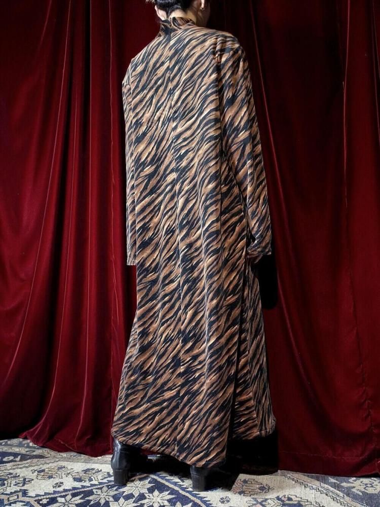 Tiger Velvet High Neck Dress