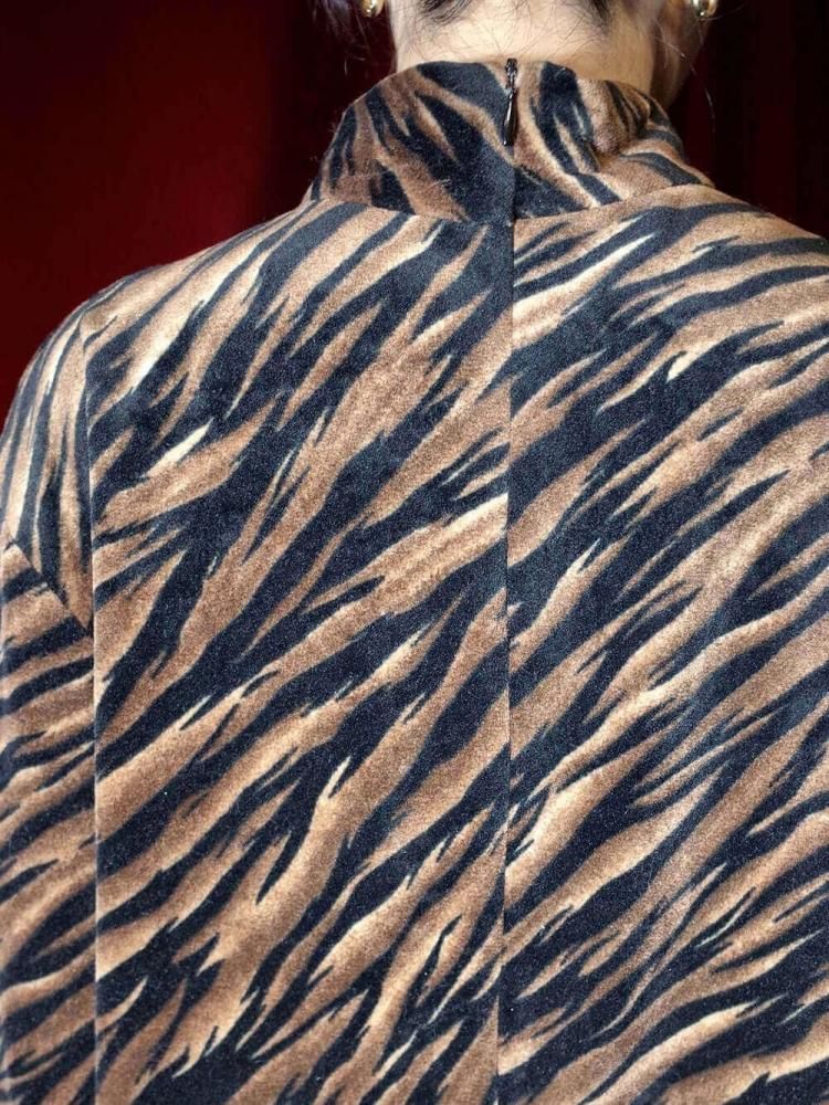Tiger Velvet High Neck Dress