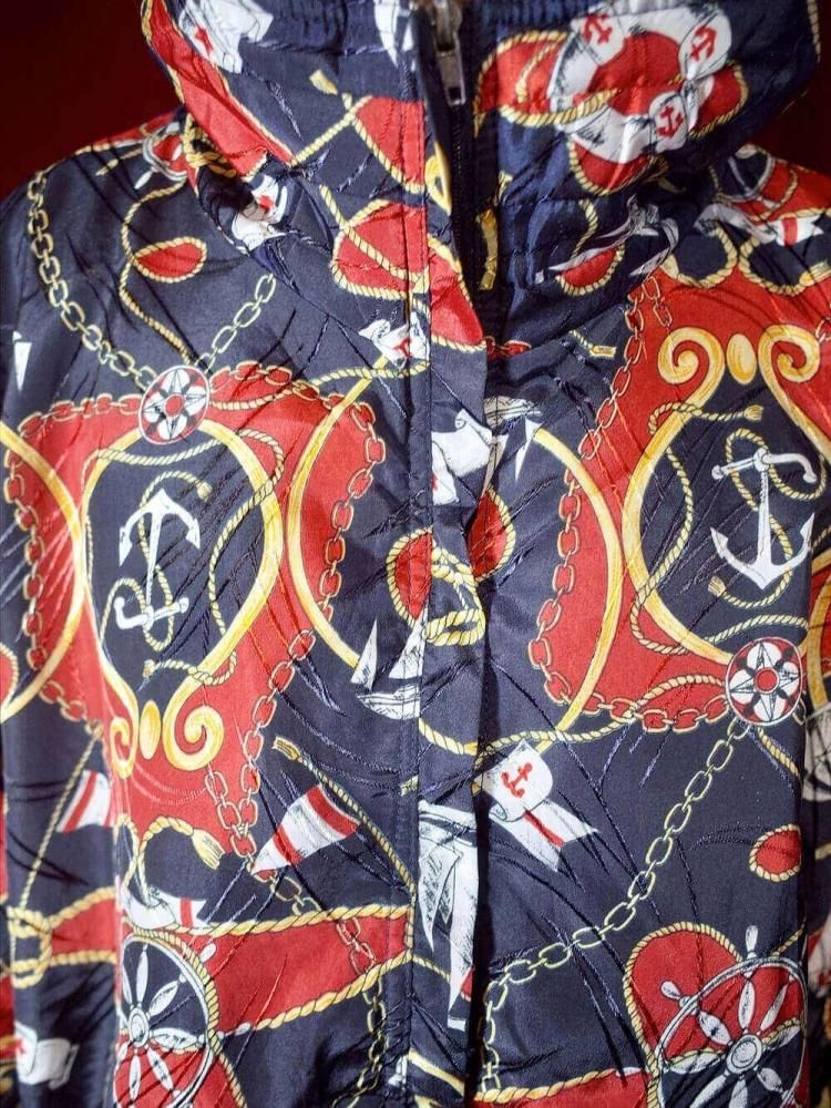 Scarf Arabesque Pattern Zip up Blouson
