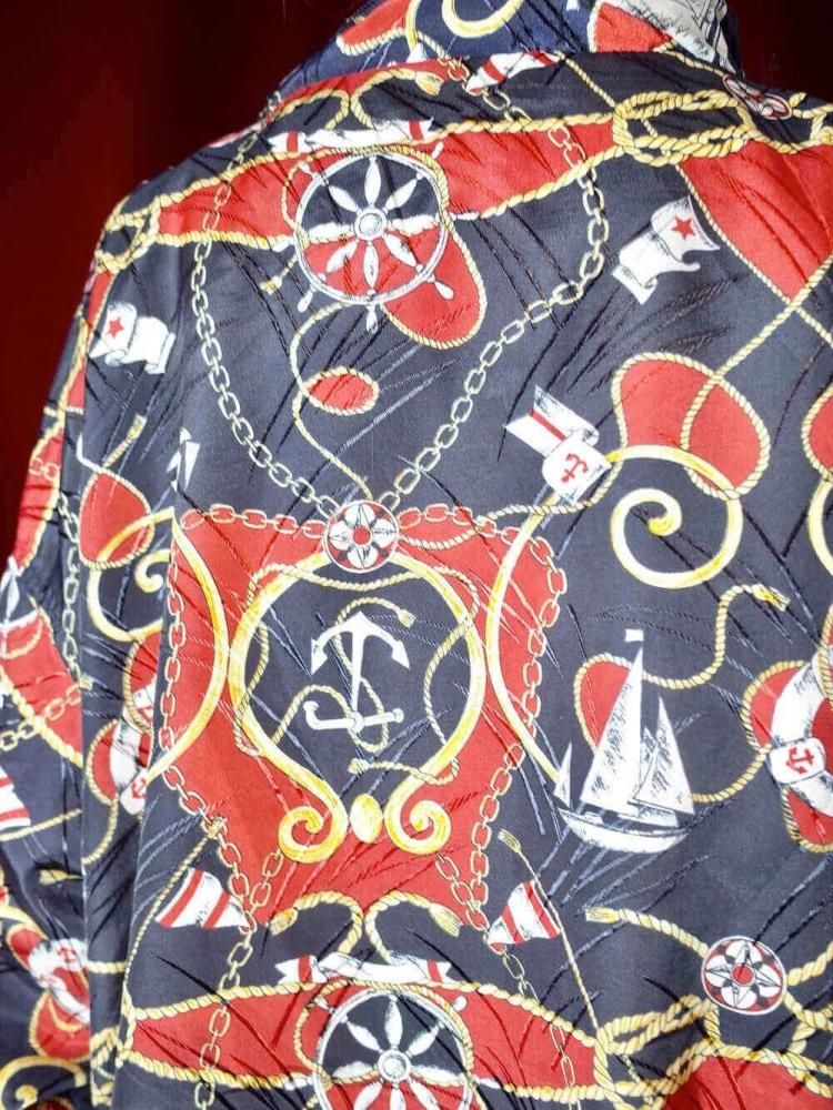 Scarf Arabesque Pattern Zip up Blouson