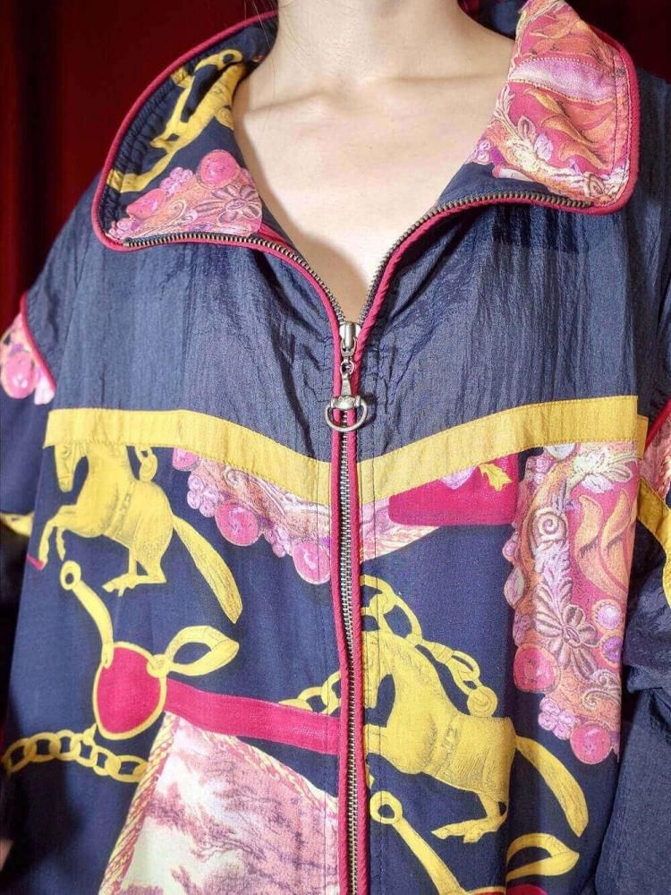 Horse & Arabesque Big Silhouette Nylon Blouson