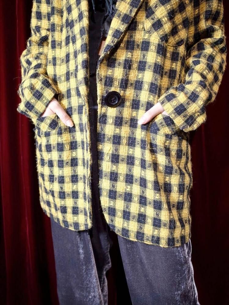Yellow  Black Checker Tailored Jacket