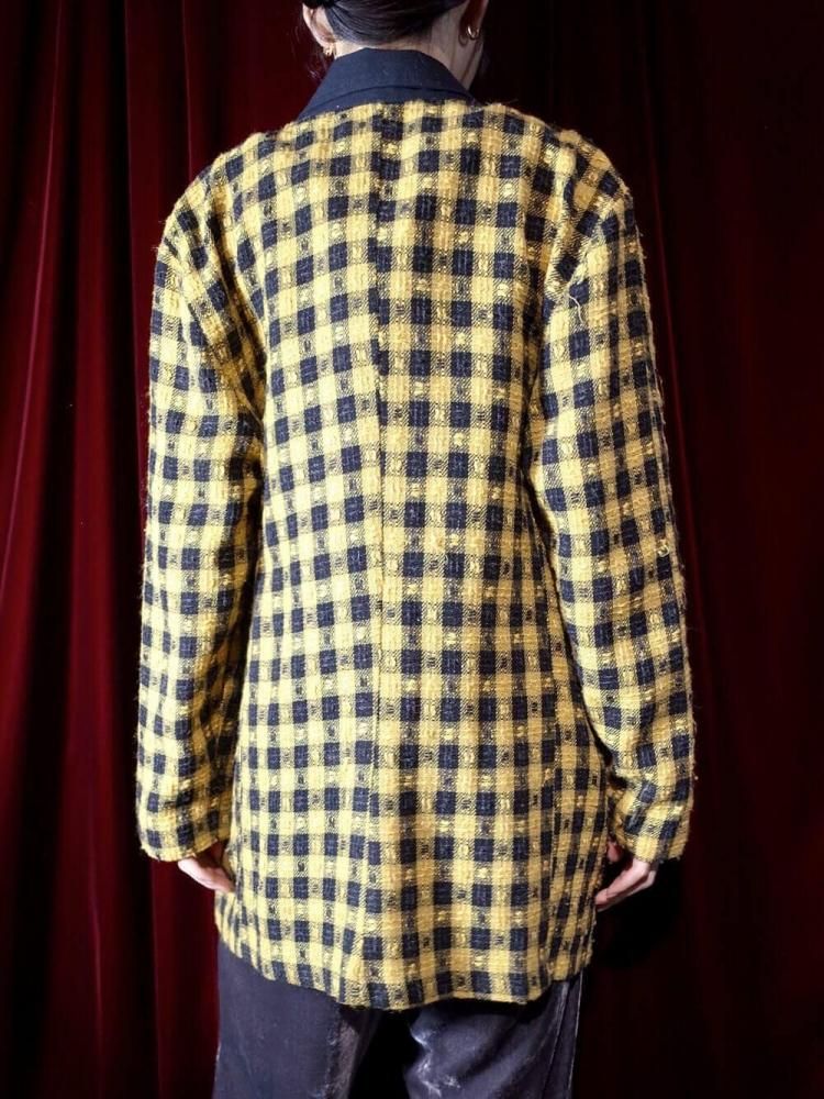 Yellow  Black Checker Tailored Jacket