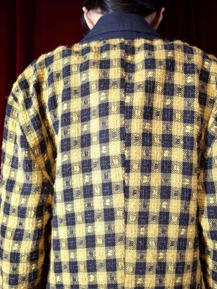 Yellow  Black Checker Tailored Jacket