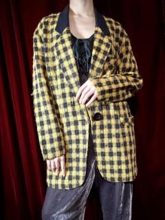 Yellow  Black Checker Tailored Jacket