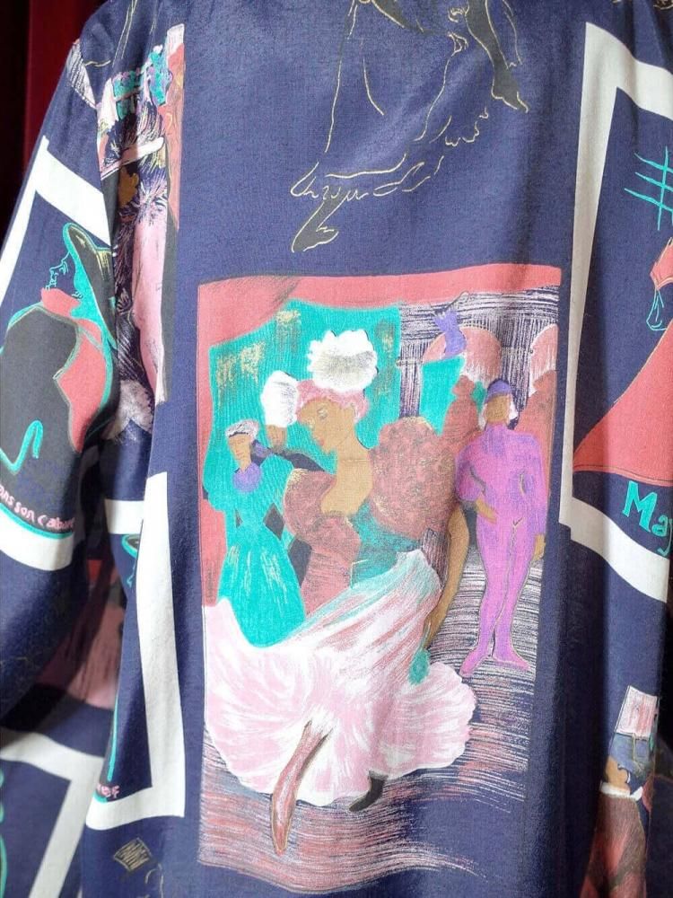 "Antique Poster Art Pattern" Collarless Jacket