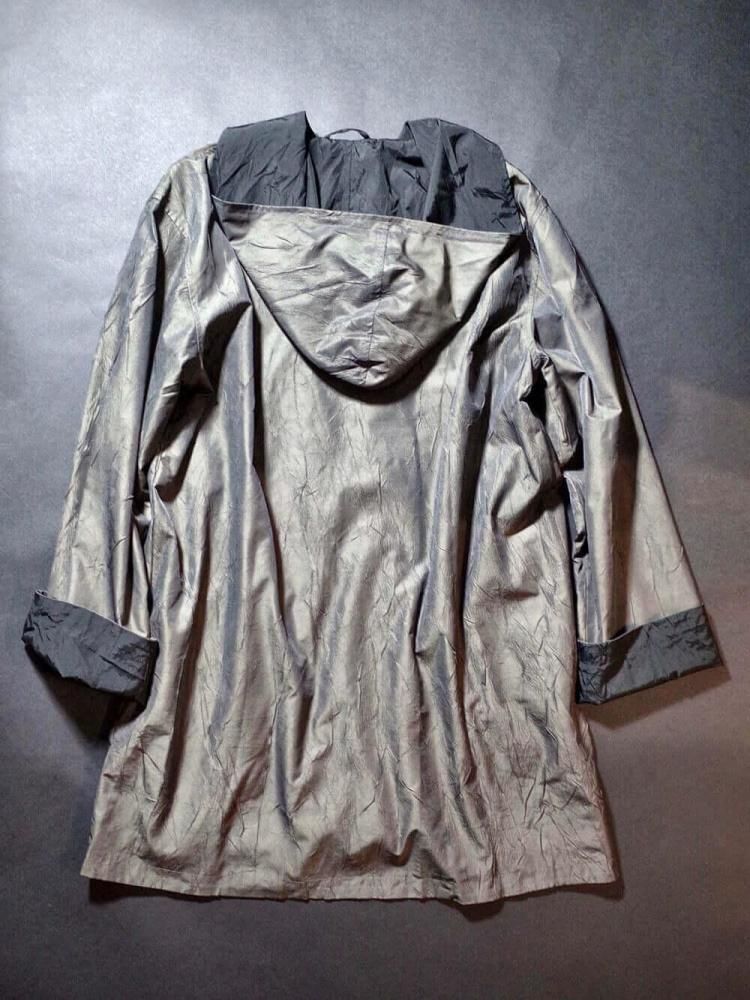 Iridescent  Black Hoodie Nylon Coat Reversible