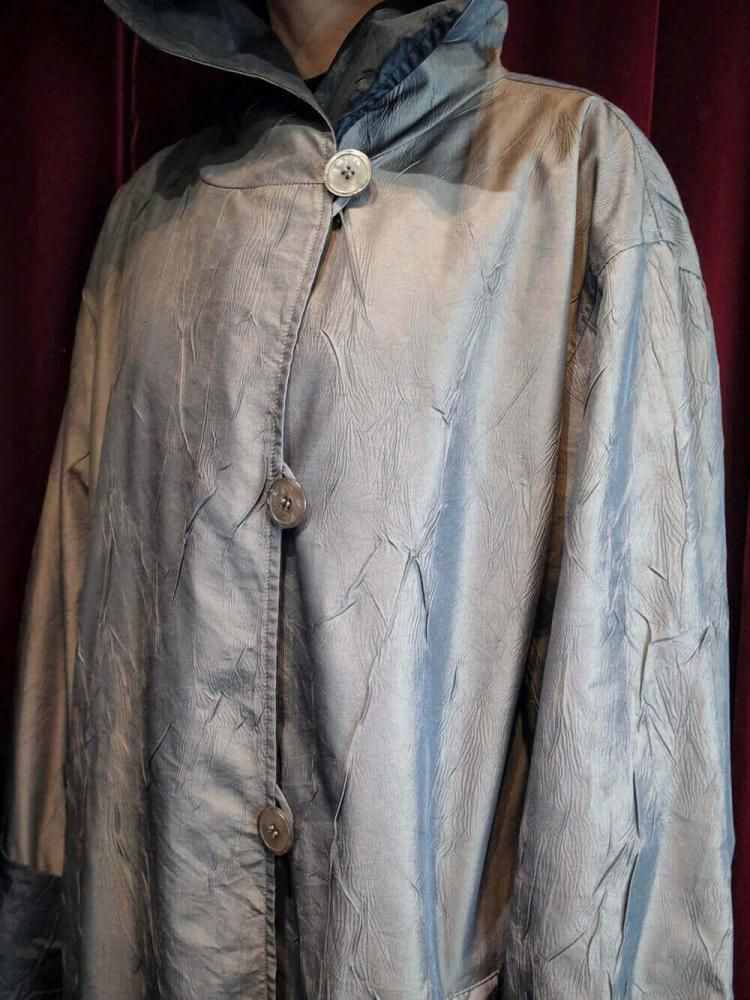 Iridescent  Black Hoodie Nylon Coat Reversible