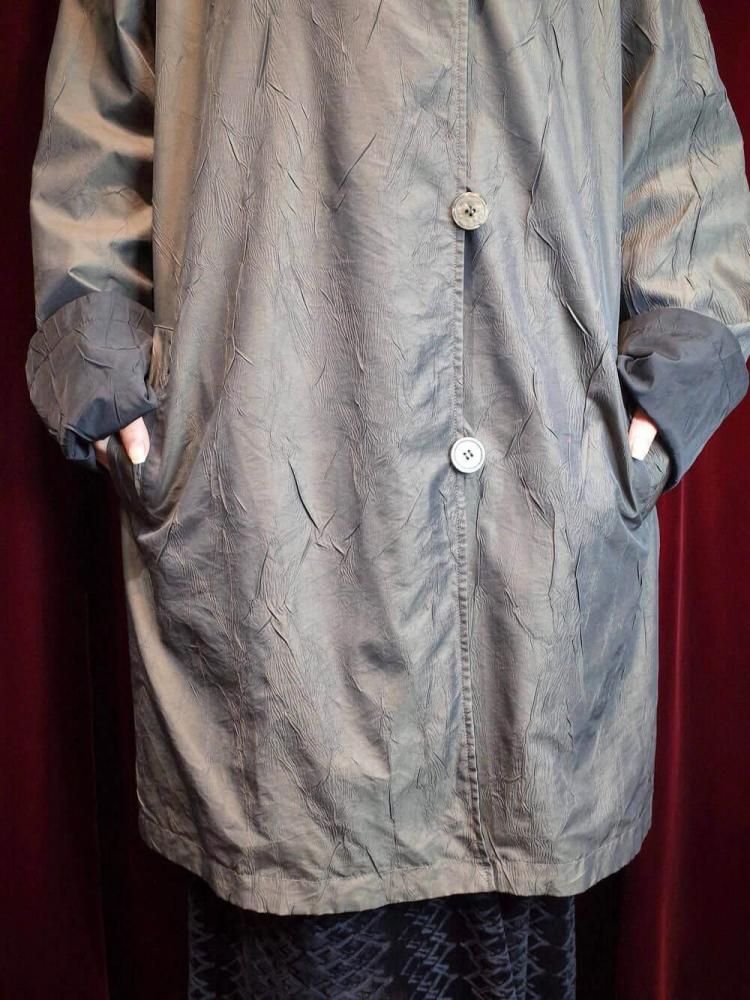 Iridescent  Black Hoodie Nylon Coat Reversible